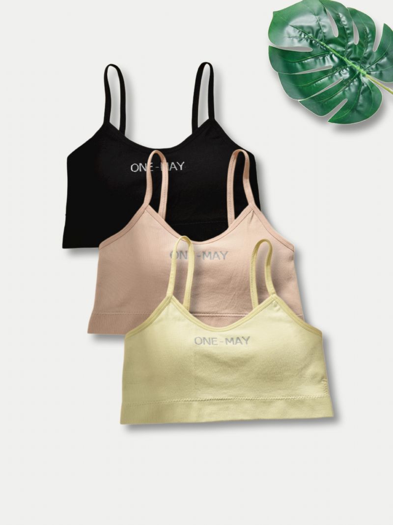 3 Stk Piger Blød Sports-bh Comfort Camisole Vest Med Aftagelig Pude