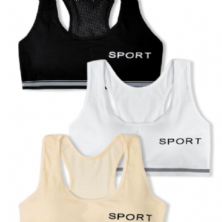 3 Stk Teen Piger Casual Bomuld Sports Bh Åndbar Stretchy Undertøj Vest