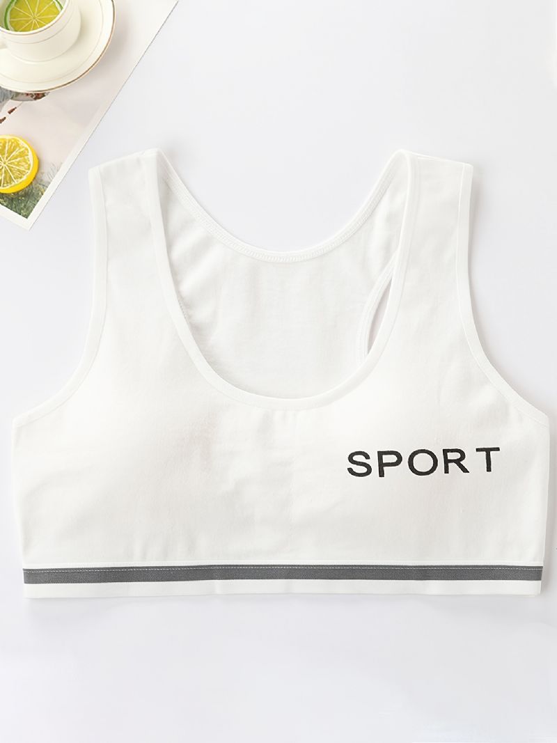 4 Stk Teen Piger Casual Bomuld Sport Bh Åndbar Stretchy Undertøj Vest