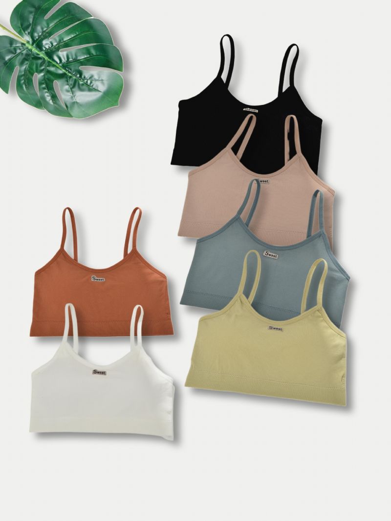 6 Stk. Pige Blød Bh Sport Vest Camisole Med Aftagelig Pude Børneundertøj