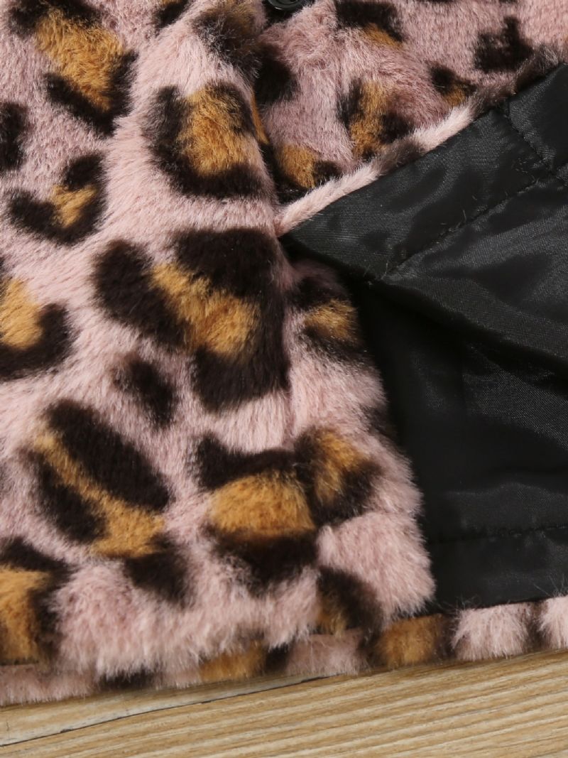 Baby Piger Leopard Plys Vest Ærmeløse Knapper Top Børnetøj