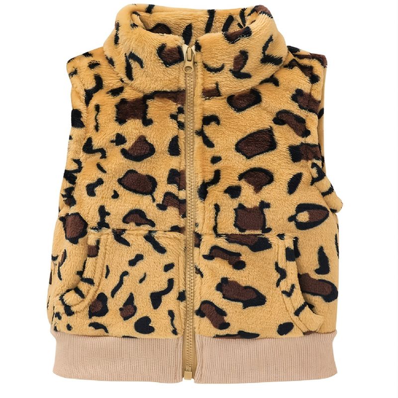 Baby Plys Vest Med Leopardprint Med Lynlås