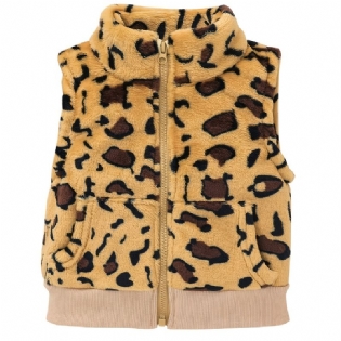 Baby Plys Vest Med Leopardprint Med Lynlås