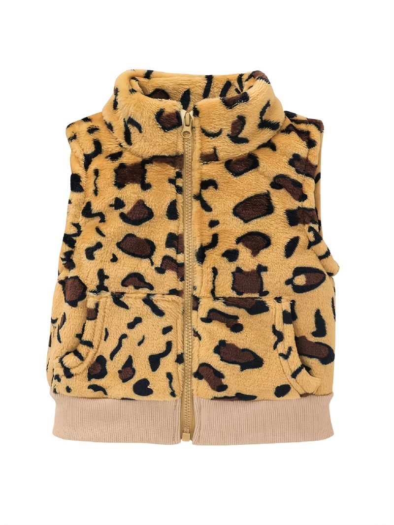 Baby Plys Vest Med Leopardprint Med Lynlås