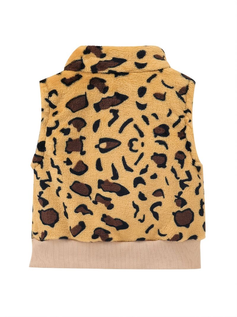 Baby Plys Vest Med Leopardprint Med Lynlås