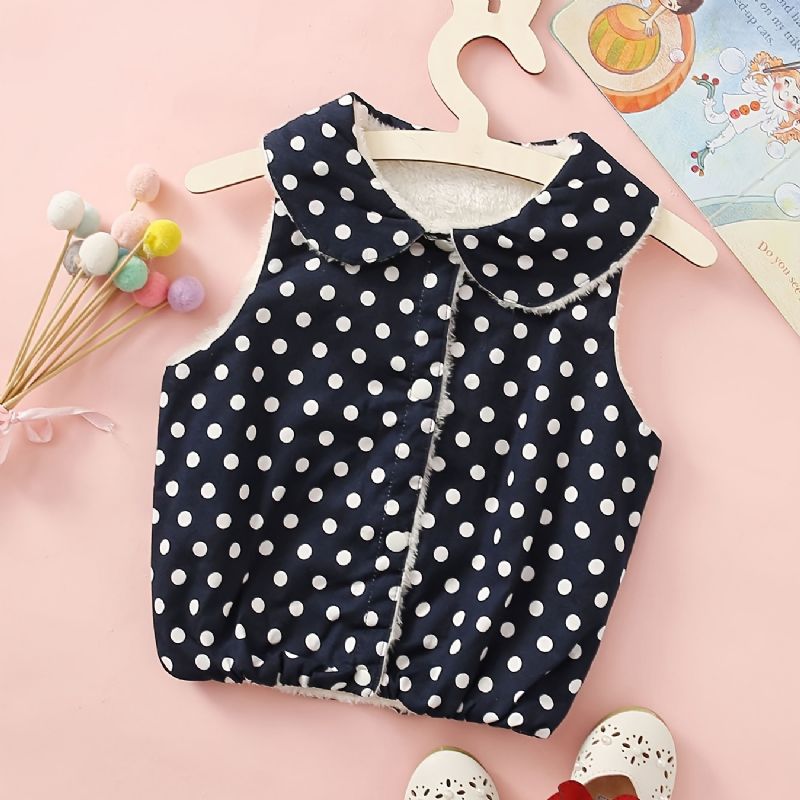 Babypiger Polka Dot & Velvet Vendbar Vest Til Efterår Vinter Ny