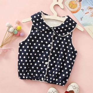 Babypiger Polka Dot & Velvet Vendbar Vest Til Efterår Vinter Ny