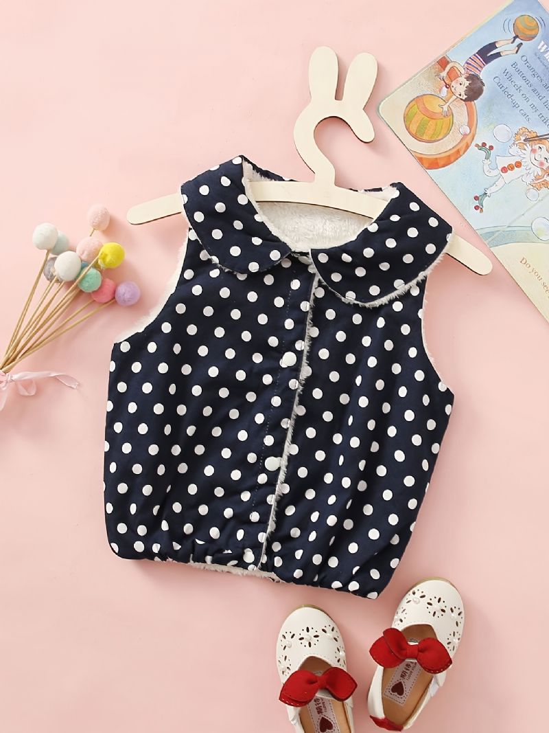 Babypiger Polka Dot & Velvet Vendbar Vest Til Efterår Vinter Ny