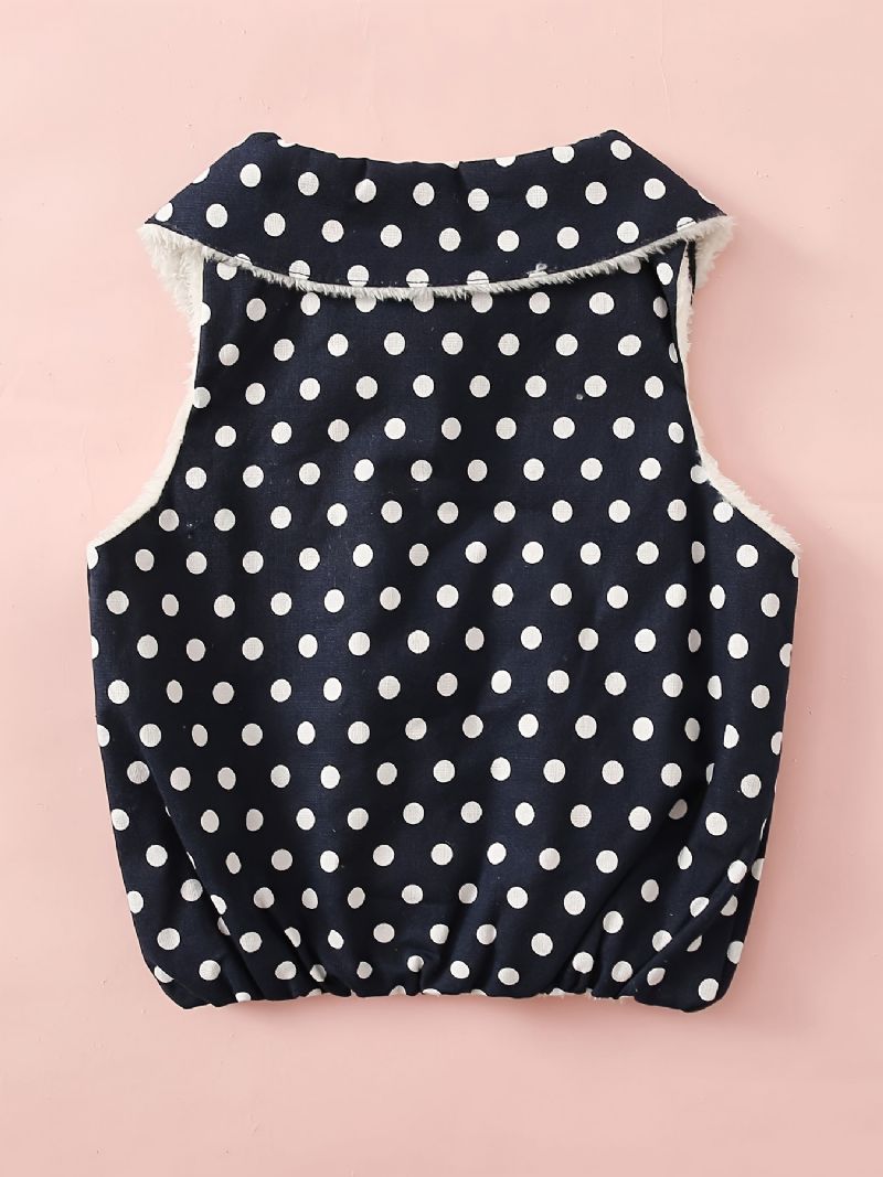 Babypiger Polka Dot & Velvet Vendbar Vest Til Efterår Vinter Ny