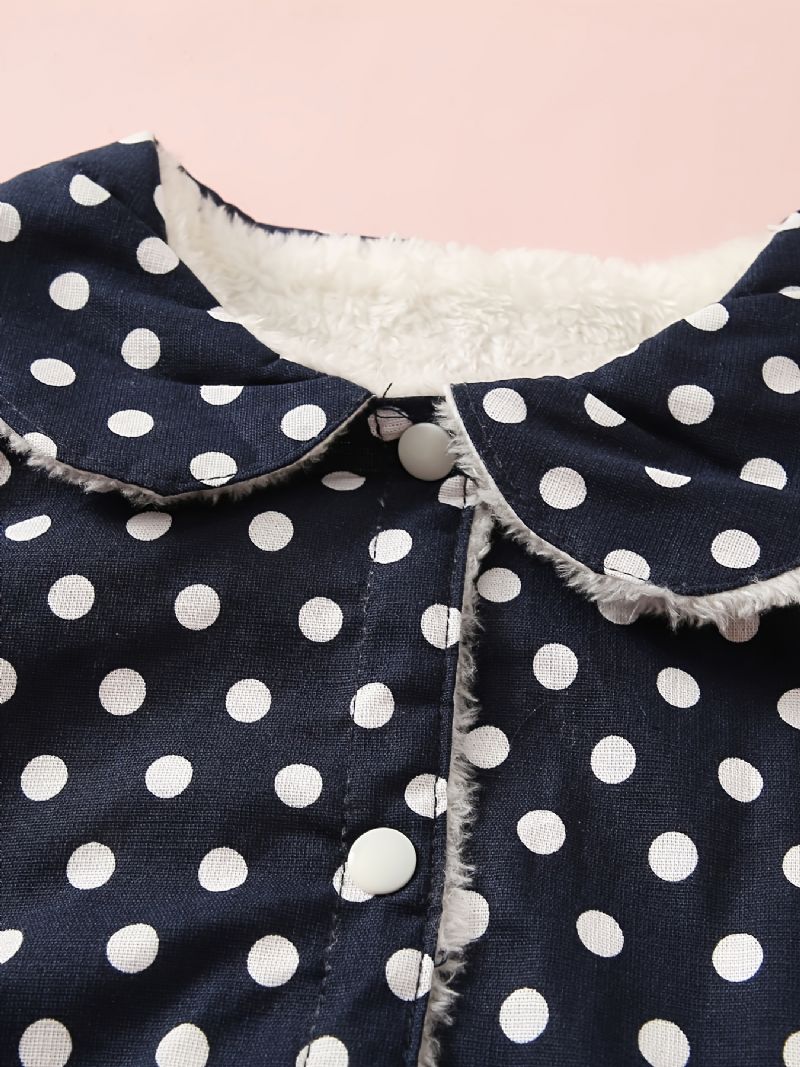 Babypiger Polka Dot & Velvet Vendbar Vest Til Efterår Vinter Ny