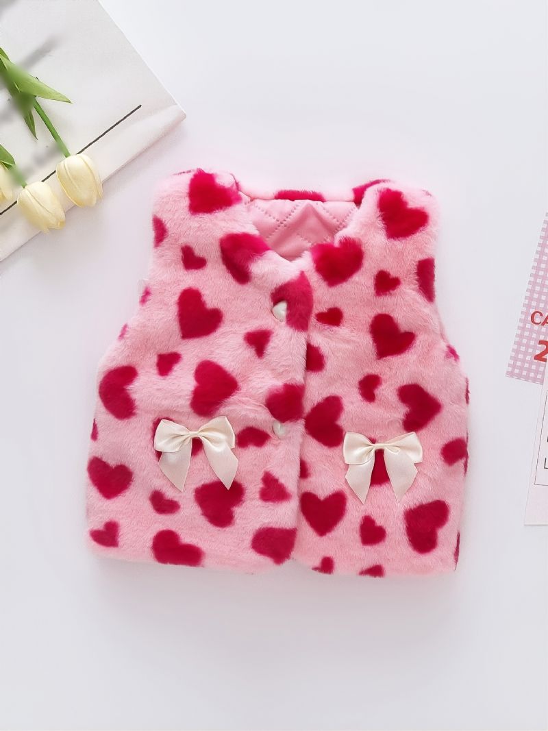 Jul Vintertøj Nye Pige Sweater Vest Jakke Baby Fortykkelse Fuldt Print Love-shape Top
