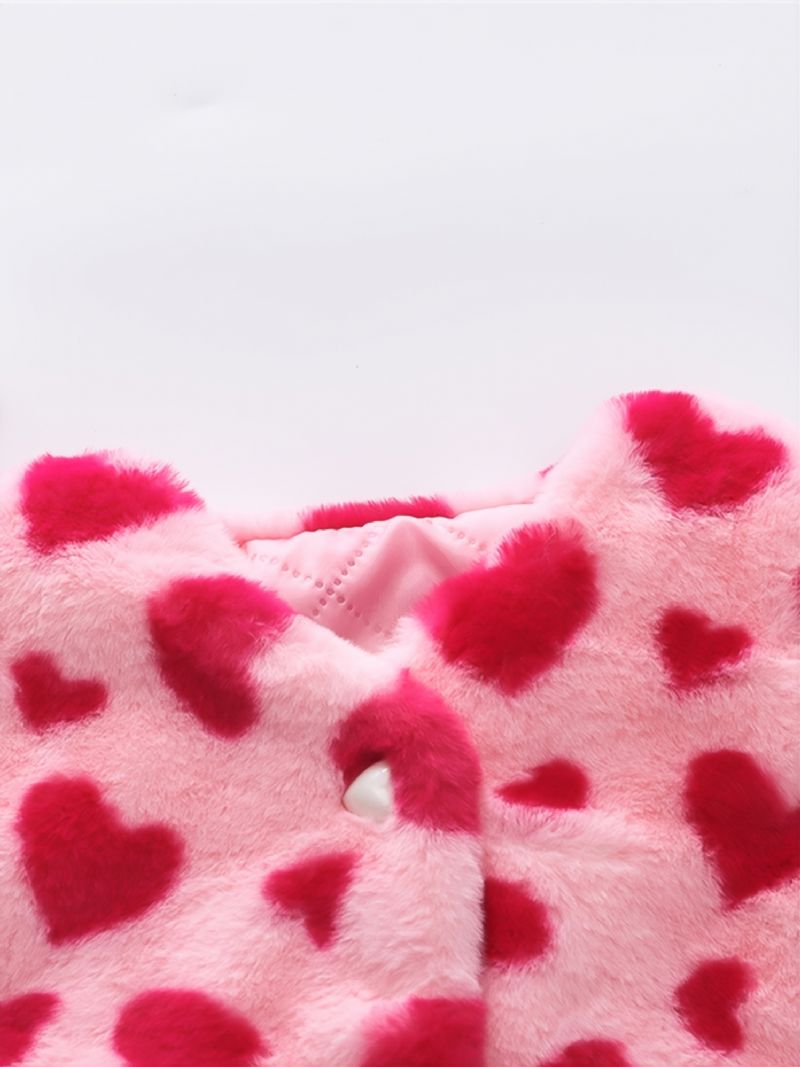 Jul Vintertøj Nye Pige Sweater Vest Jakke Baby Fortykkelse Fuldt Print Love-shape Top