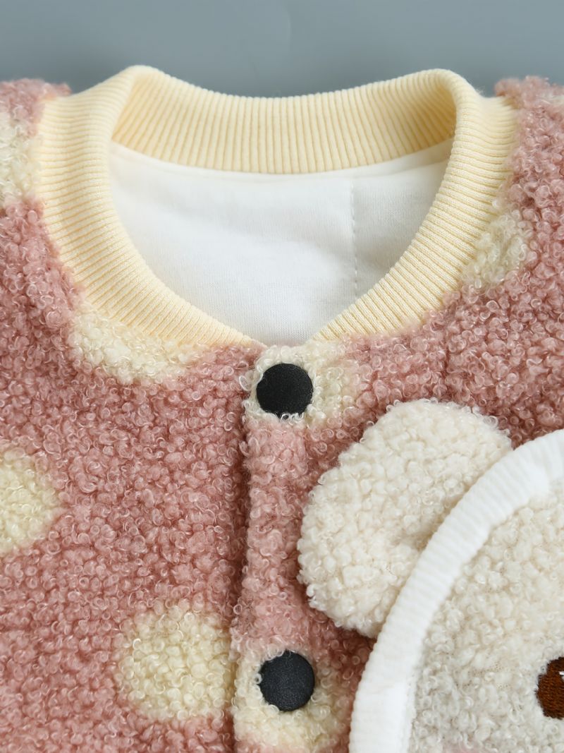 Piger Casual Sød Fleece Termovest Med Polka Dot Bear Print Til Vinter