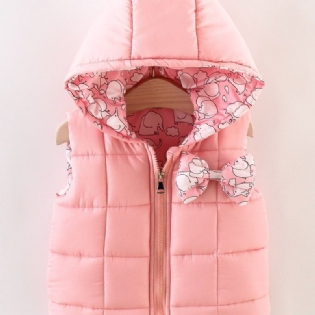 Toddler Piger Pink Elephant Print Down Vest