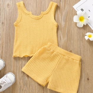 2 Stk Baby Piger Ærmeløs Crop Tank Top & Shorts Børnetøj