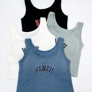 4 Stk Piger Simple Elegant Letter Print Vest Ærmeløse Bomuld Tank Tops Til Sport