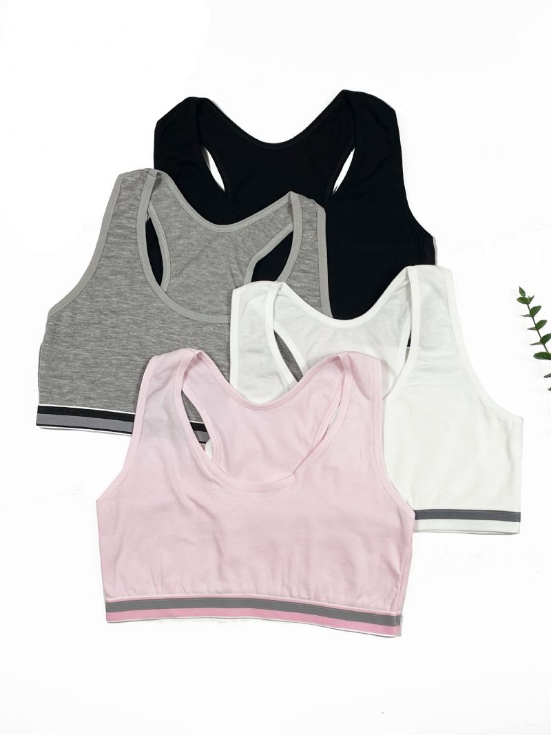 4 Stk/sæt Pige Solid Bh Tank Top Til Sports Fitness