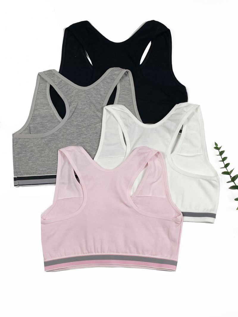 4 Stk/sæt Pige Solid Bh Tank Top Til Sports Fitness