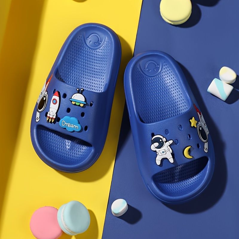 Baby Børn Drenge Slides Blødsålede Skridsikre Hjemmesko Med Tegneseriedesign