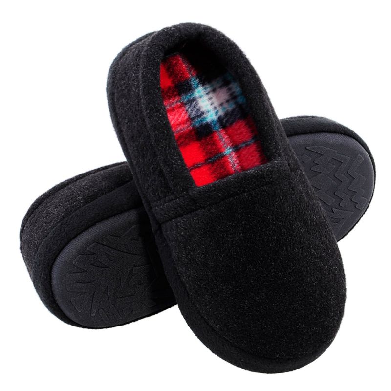Drenge Plys Hjemmesko Plaid Patchwork Blødsålede Anti-skrid Varme Rutsjebaner Til Vinter