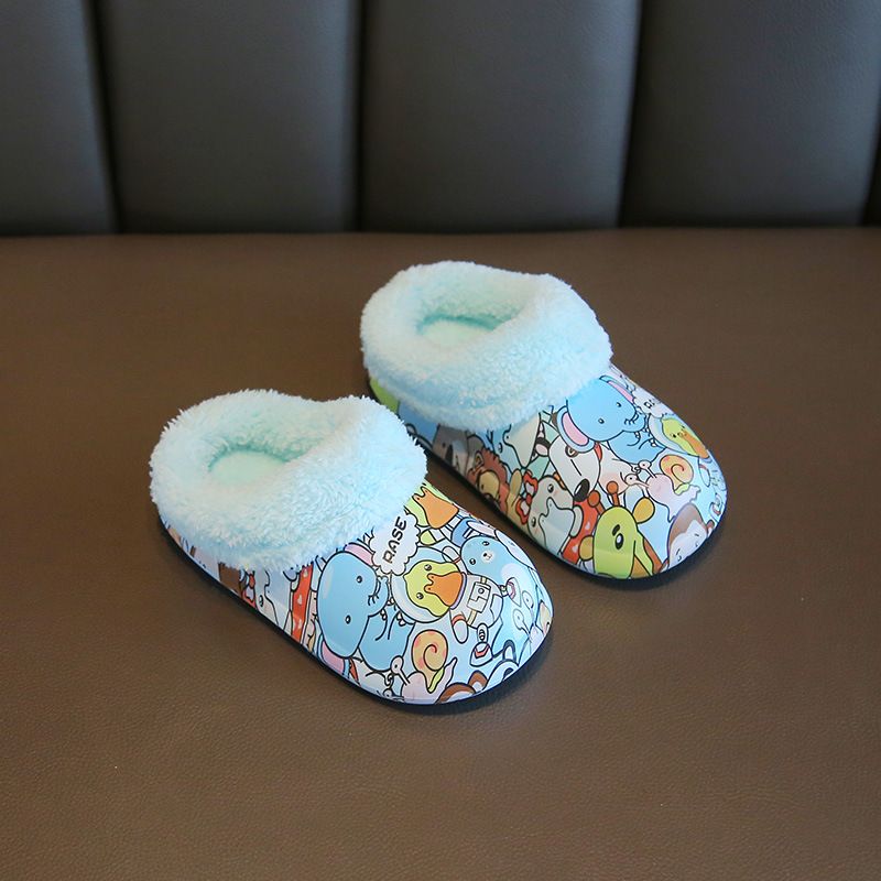 Baby Piger Drenge Fleece Hjemmesko Blødsålede Slip-on Indendørs Sko Med Dyremønster