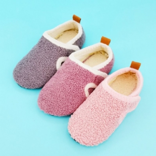 Babypiger Casual Simple Solid Hjemmesko Skridsikker Lette Slip-on Fleece Termiske Til Hjemmet