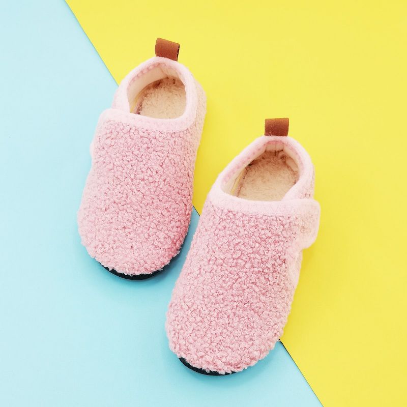 Babypiger Casual Simple Solid Hjemmesko Skridsikker Lette Slip-on Fleece Termiske Til Hjemmet