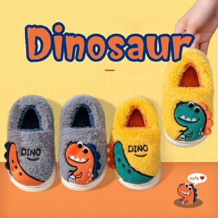 Drenge Piger Casual Hjemmesko Fleece Termisk Tegneserie Dinosaur Print Slip-on Til Vinter Hjem