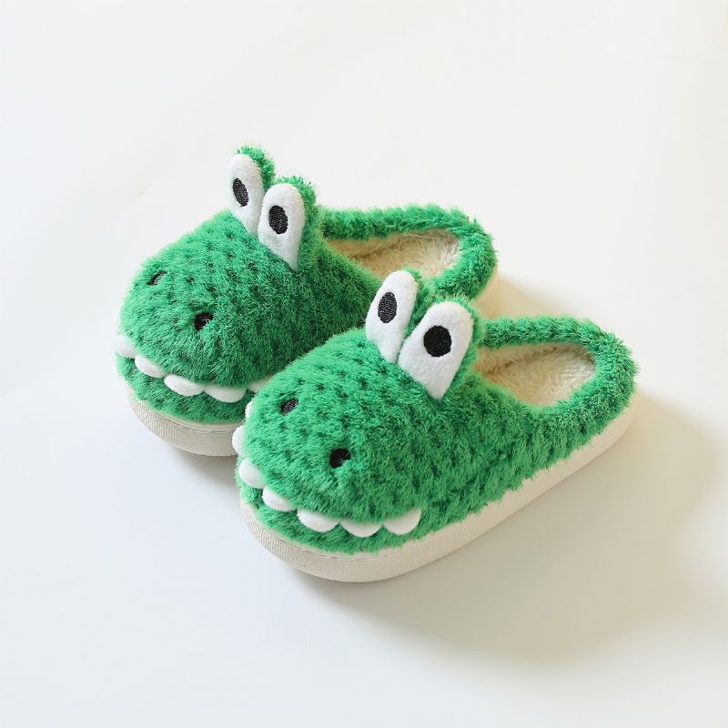 Småbørn Baby Piger Drenge Søde Tegneserie Krokodille Slip On Indendørs Bomuld Hjemmesko