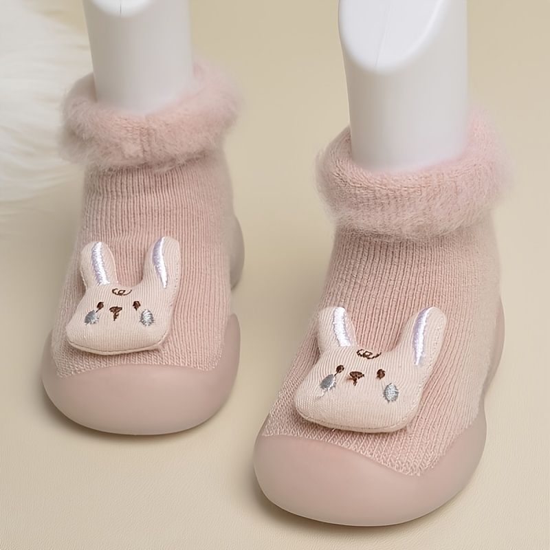 Småbørn Piger Pink Tegneserie Kanin Komfortabel Slip På Indendørs Sokker Sko