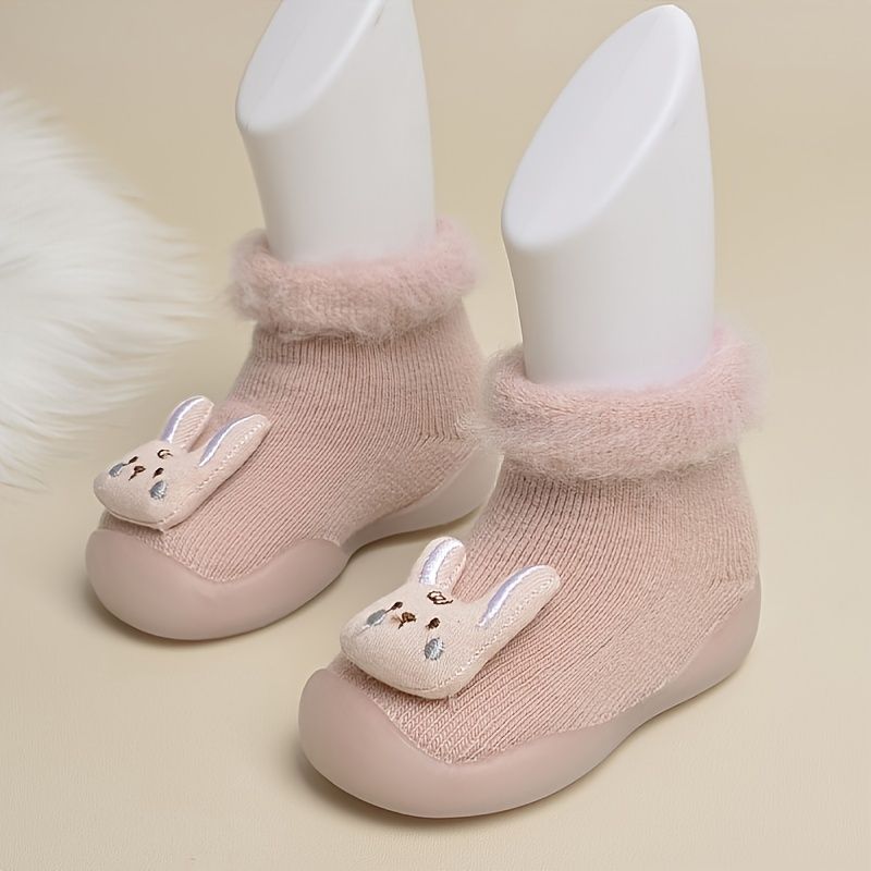 Småbørn Piger Pink Tegneserie Kanin Komfortabel Slip På Indendørs Sokker Sko