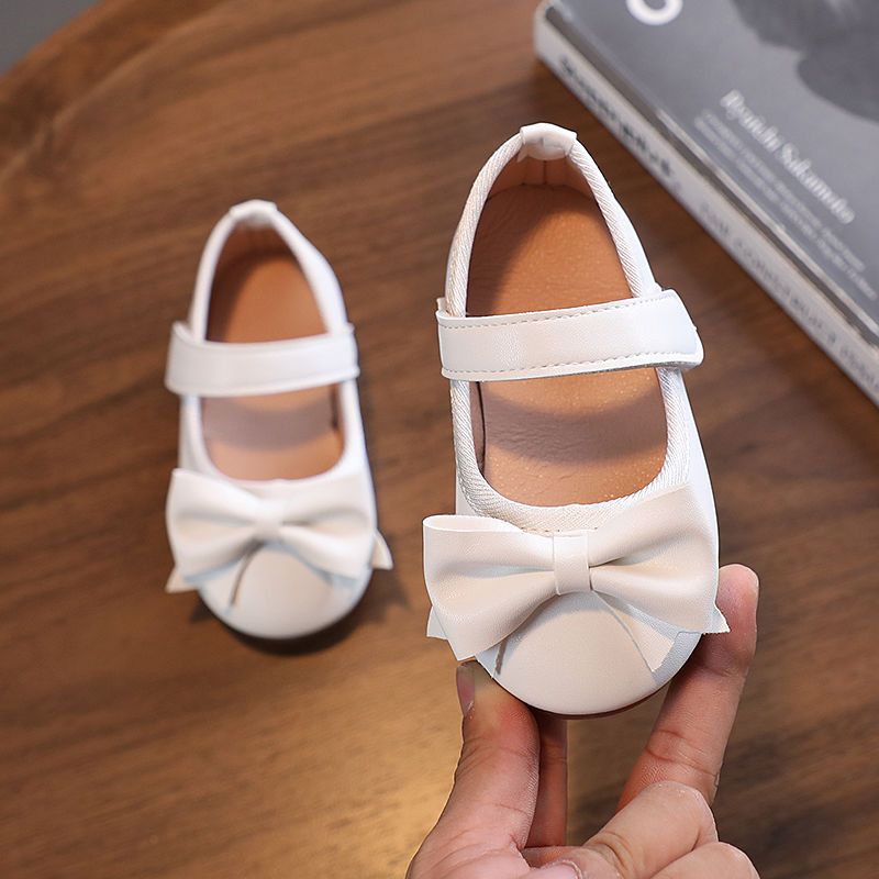 Babypigesko Mary Jane Flats Blød Sål Skridsikker Krogløkke Fastener Sløjfe Decor Princess Sko Småbørnssko