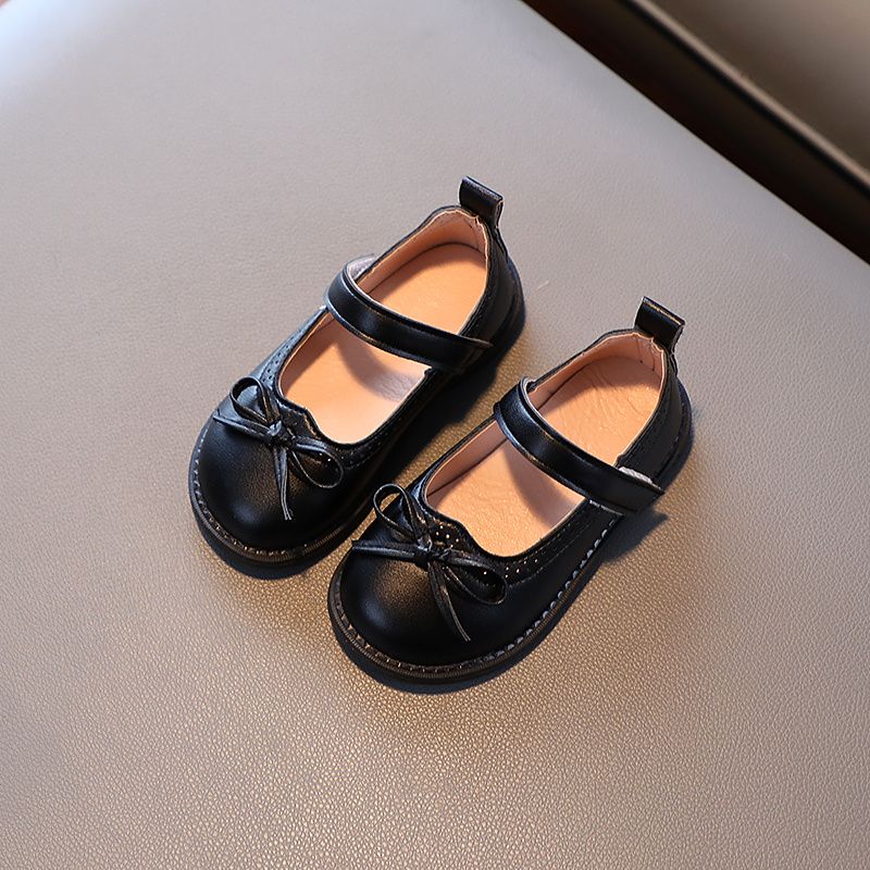 Babypigesko Mary Jane Flats Blød Sål Skridsikker Krogløkke Fastener Sløjfe Decor Princess Sko Småbørnssko