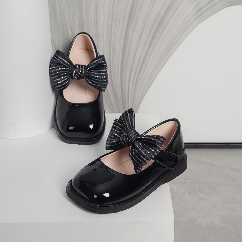 Babypigesko Mary Jane Flats Soft Sole Square Toe Bow Princess Shoes