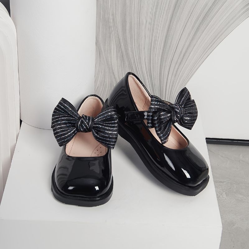 Babypigesko Mary Jane Flats Soft Sole Square Toe Bow Princess Shoes