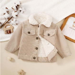 Baby Fløjlsjakke Lapel Button Down Fleece Varm Frakke Vinter Drenge Piger Børn Tøj