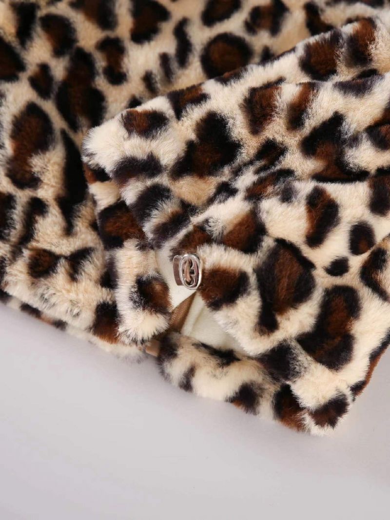 Babypiger Leopard Hættejakke Søde Dyreører Langærmede Lynlås Varm Frakke Børnetøj