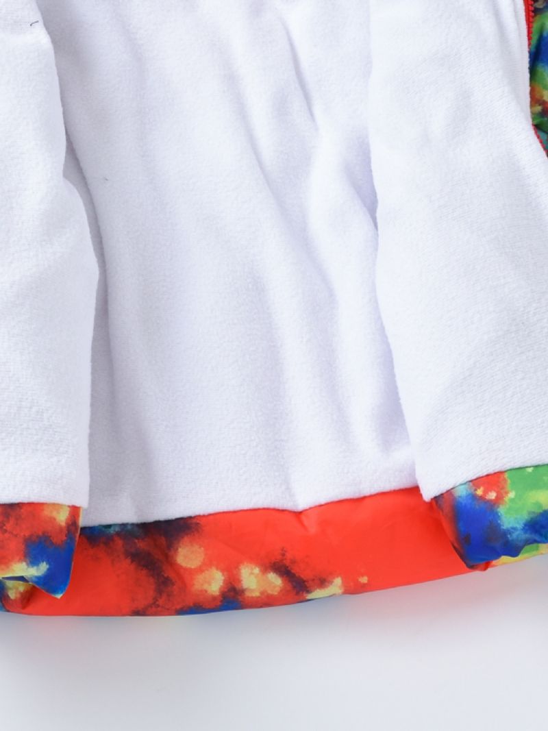 Babypiger Tykket Varm Pufferfrakke Tie Dye Print Lynlås Hættejakke Vinter Børnetøj