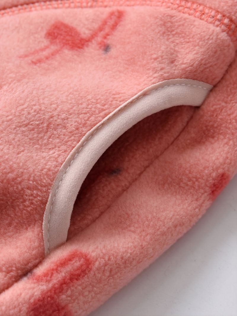 Babypigers Flamingo-printet Fleecejakke Varm Vinterfrakke