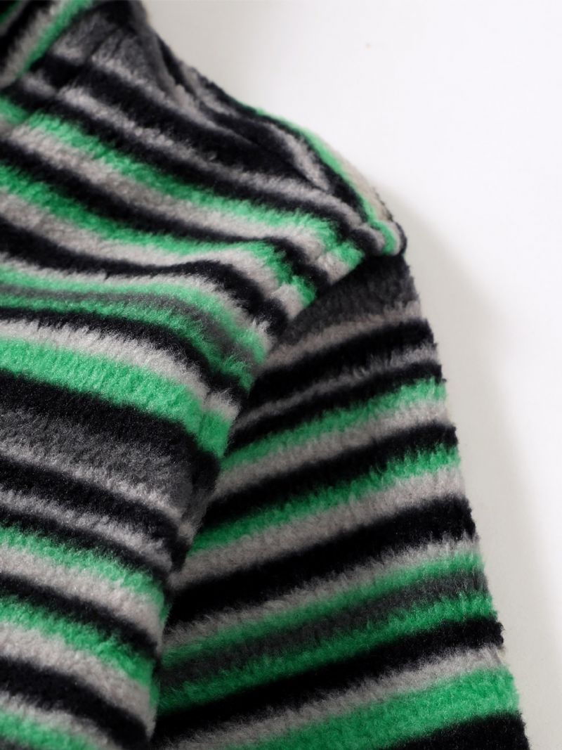 Børnestandskravejakke Polar Fleece Lynlås Stribet Frakke Til Piger Drenge Børnetøj