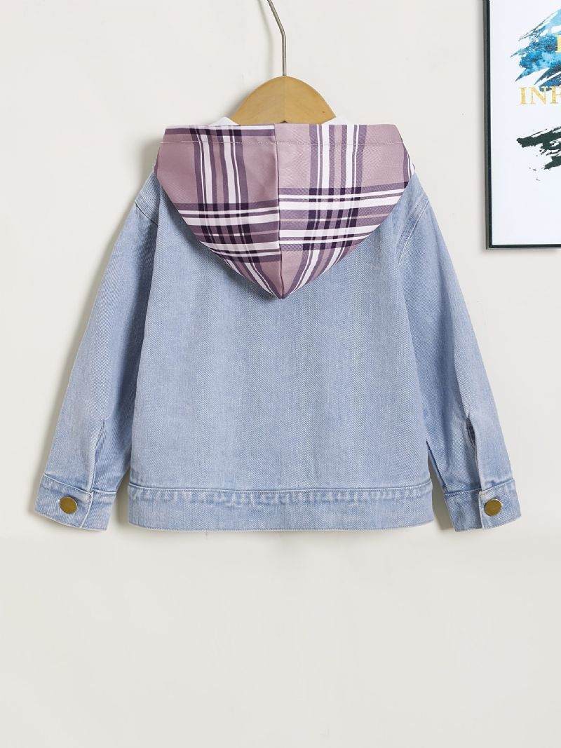 Denimjakke Med Hætte Til Børn Med Knap Splejsning Frakke Til Piger Drenge Børnetøj
