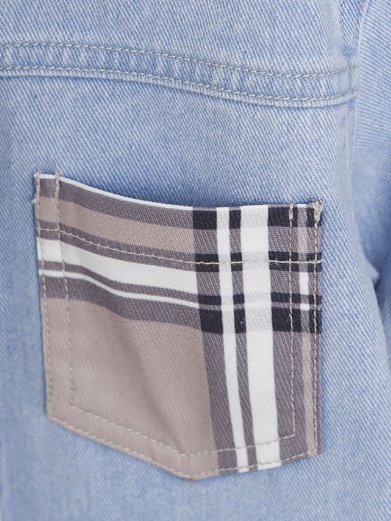 Denimjakke Med Hætte Til Børn Med Knap Splejsning Frakke Til Piger Drenge Børnetøj