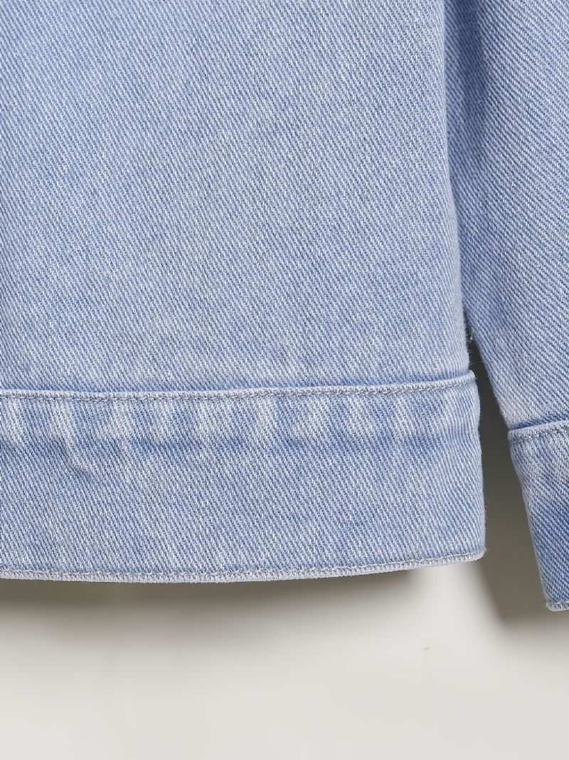 Denimjakke Med Hætte Til Børn Med Knap Splejsning Frakke Til Piger Drenge Børnetøj