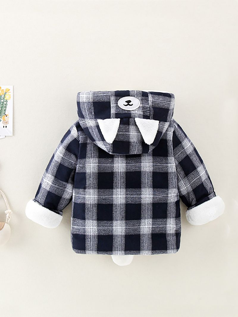 Dreng Plaid Tyk Frakke