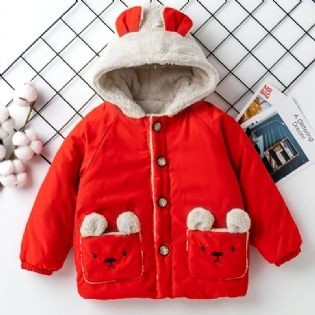 Drenge Bear Broderet Pocket Thick Jacket