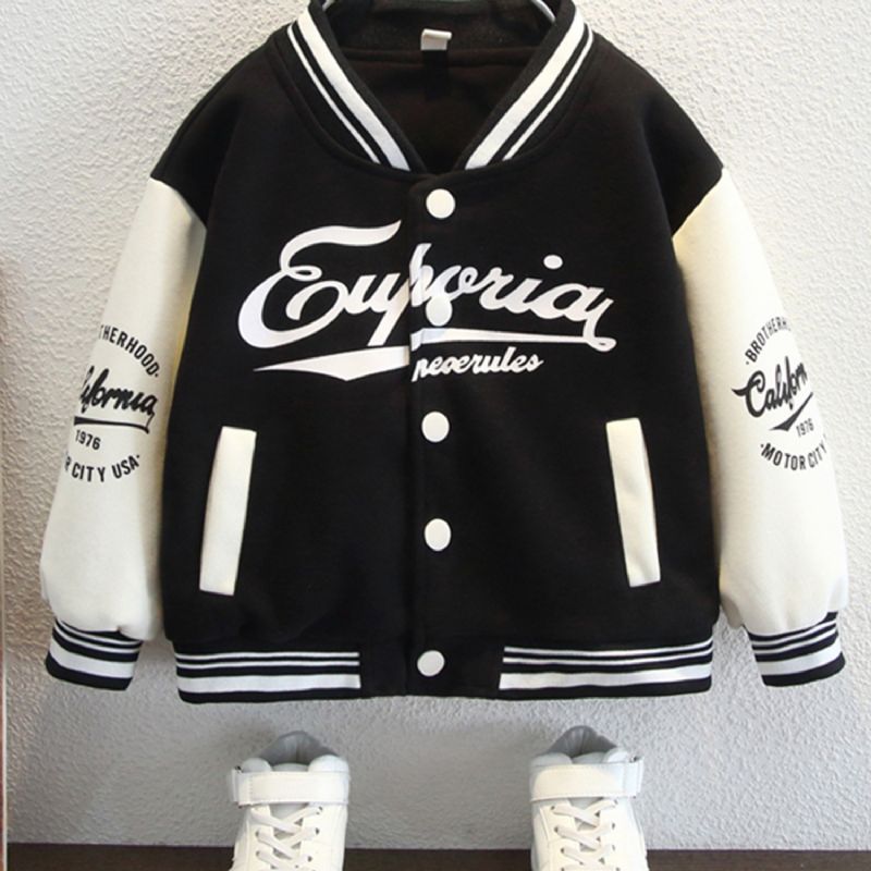 Drenge Bomuld Letter Print Skolestil Baseball Frakke