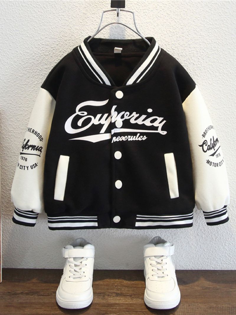 Drenge Bomuld Letter Print Skolestil Baseball Frakke