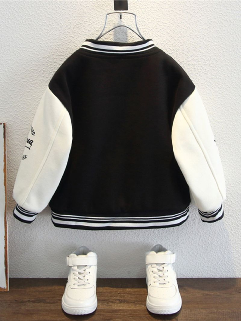 Drenge Bomuld Letter Print Skolestil Baseball Frakke