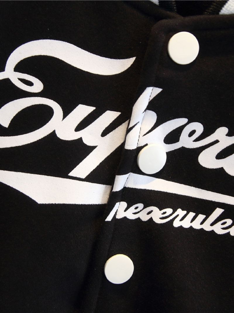 Drenge Bomuld Letter Print Skolestil Baseball Frakke