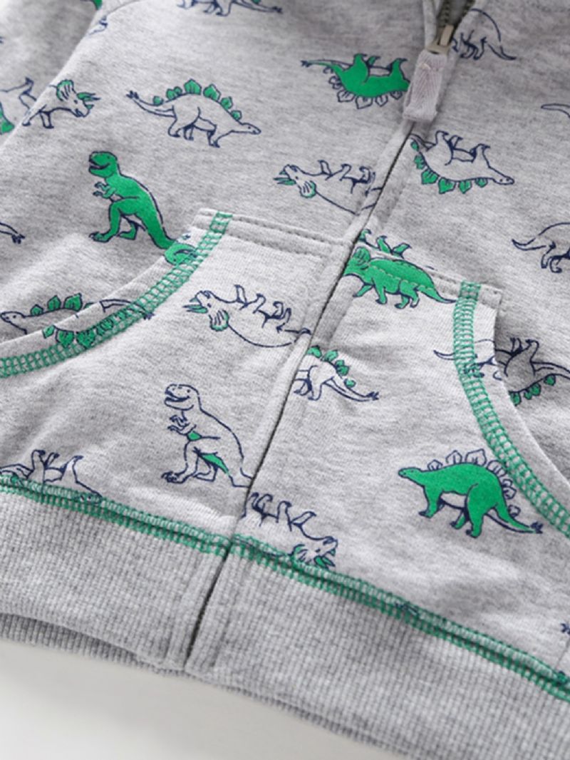 Drenge Dinosaur Print Lomme Hættetrøje